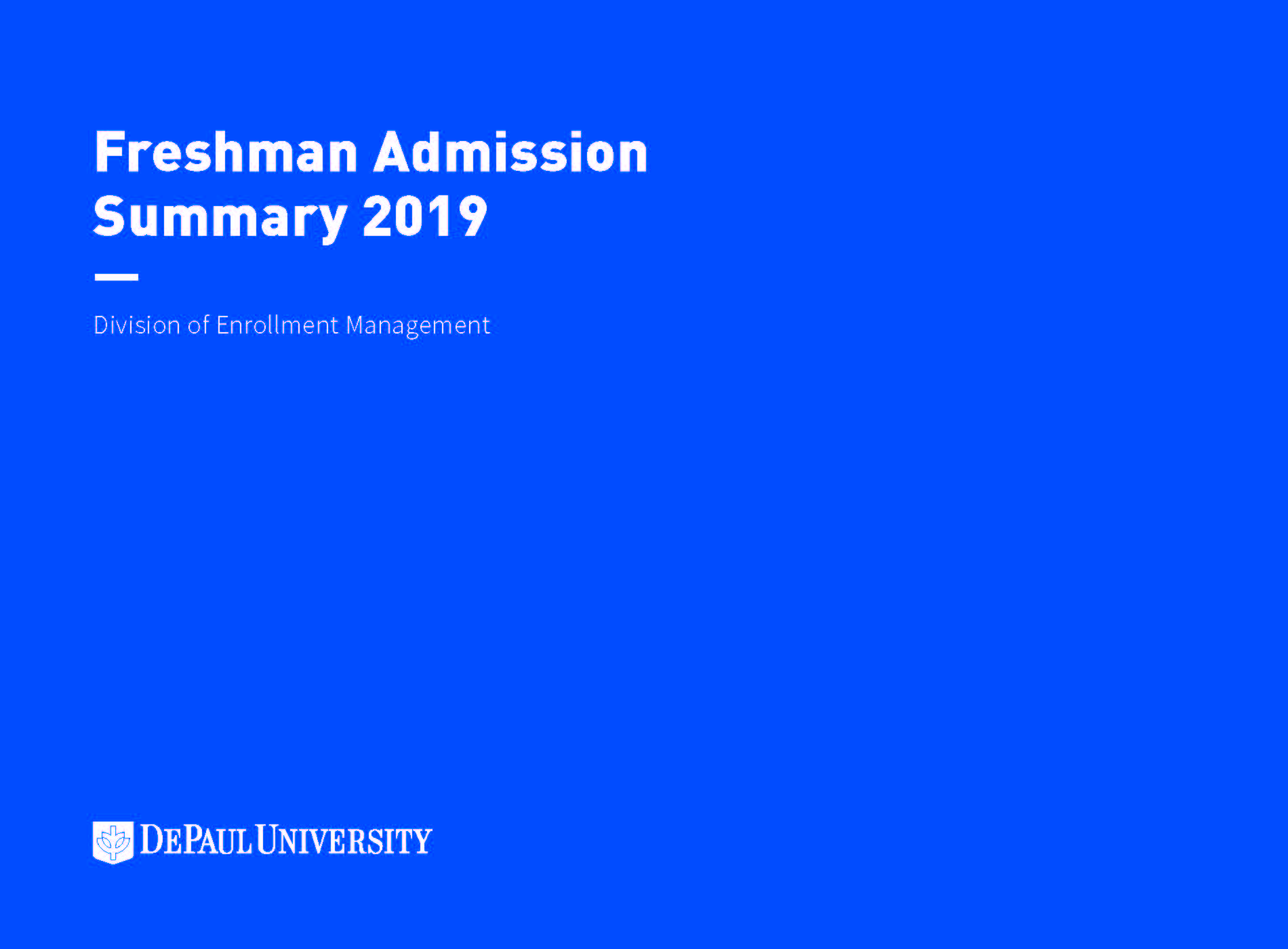 2019 Freshman Admission Summary Book